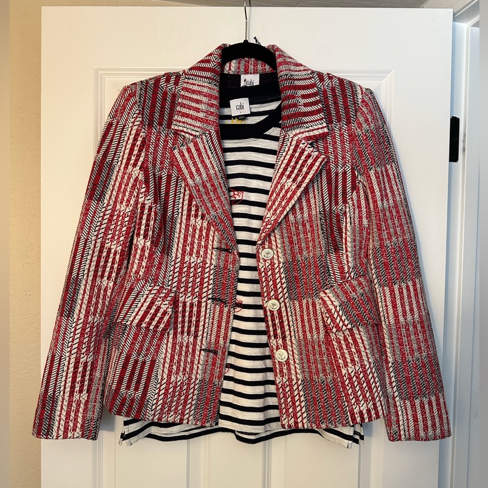 CAbi Patchwork Blazer and striped tee